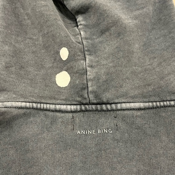 Anine Bing Alec Hoodie Bleached Faded Black Size XS - Picture 9 of 9